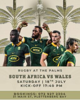 One more reason to head to The Palms. 🏉🔥

Watch the Springboks take on Wales from 17:40 with our game day specials:
🍺 2 × 500ml Stella Artois Draughts – R90
🍺 2 × 500ml Castle Lite Draughts – R45

See you at kick-off! 🇿🇦